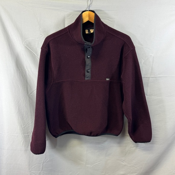 VINTAGE Woolrich Fleece Pullover Mens Medium Burgundy Polartec Snap USA 90s - Picture 1 of 8
